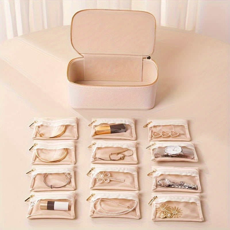 Jewellery Case - Travel Jewelry Box with 12 Velvet Pouches – Tangle-Free