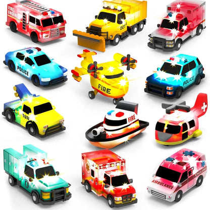 Bath Cars - Glowing Rescue Vehicle Bath Toys – Water-Activated LED Cars