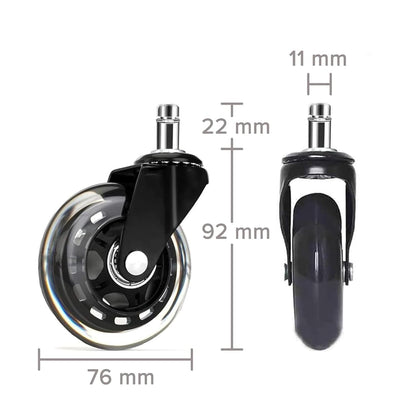 Smooth-rolling casters suitable for laminate floors [Set of 5]