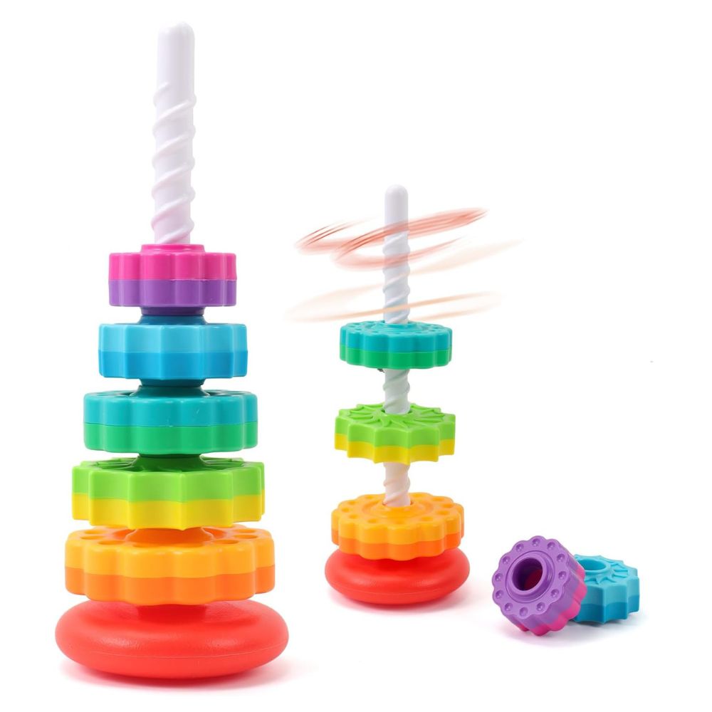 Spinning Rainbow Tower Toy