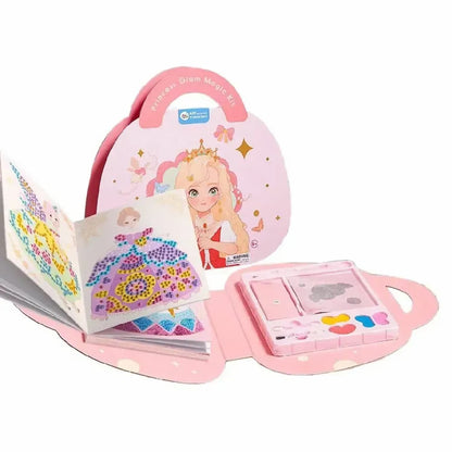 Princess Art Studio - 4-in-1 Craft Book with Makeup Set, Gemstones, and Foil