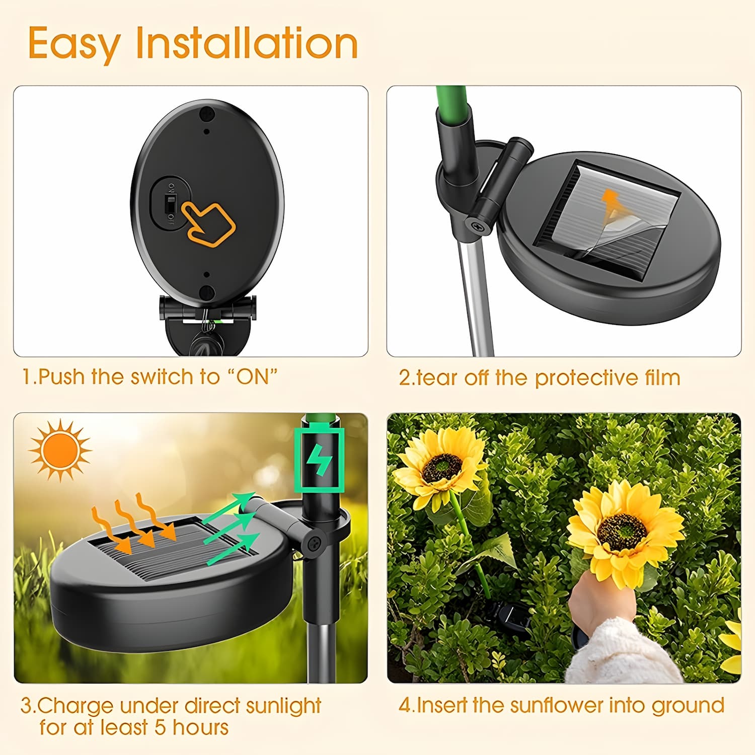 Solar Sunflowers - Enchant Your Evenings with Effortless, Charming Garden Magic