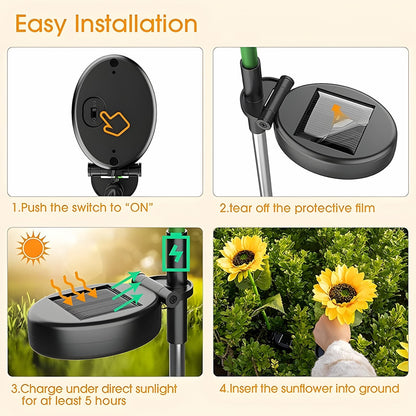 Solar Sunflowers - Enchant Your Evenings with Effortless, Charming Garden Magic